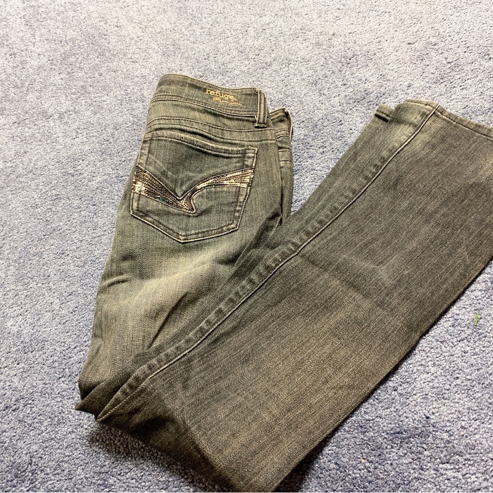 Size 1 refuge jeans black glitter sequin back pocket
